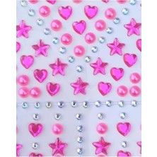 Trendexa Pembe 3D Gem Taş Tırnak Yapışkanlı Çıkartma Sticker