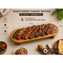 Bozkurt Cnc Ayaklı Ahşap Kebap ve Izgara Sunum Tahtası Kişiye Özel Isimli Doğal Ahşap 25X60CM