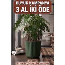 Temmuz Home 15.5 Litre 1 Adet Tabaklı Büyük Boy Plastik Çiçeklik - Salon & Ofis Dekoratif Saksı 6 No