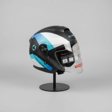 Scharf 528 Şeffaf Vizörlü Yarım Motosiklet Kaskı - Güneş Camlı Açık Kask (T1 Sılver)