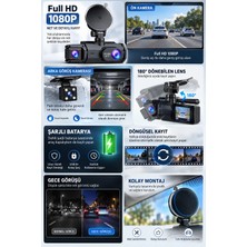 GIGA Ön Arka Kamera 1080P Full Hd Wifi 180° Geniş Açı Şarjlı