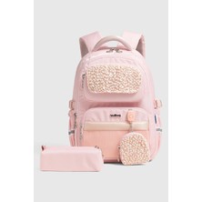 Veibag Lusso Kız Çocuk Ortopedik Ortaokul ve Lise Okul Sırt Çantası Kalemlikli 23 Litre, Pembe