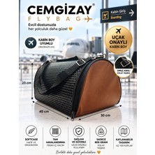Cemgizay Kedi ve Köpek Taşıma Çantası Kabin Boy Premium Taba Renk Omuz Askılı
