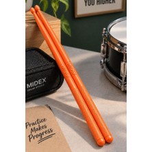 Midex GFK-801OR 5A Bateri Baget Kırılmaz Polyemid Turuncu Renk Davul Bageti 5A Drumsticks