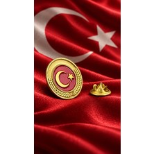 kuyumcudan Ay Yıldız Çelenk Altın Kaplama Yaka Rozeti