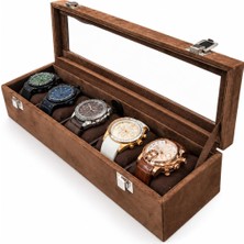 Stand Market Saat Kutusu 5\'li Alcantara Kahve