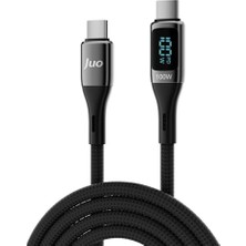 Trendexa 100W 5A Qc4.0 Dijital LED Ekranlı E-Mark Çipli USB Pd Type-C Hızlı Şarj ve Data Kablosu 1 Metre