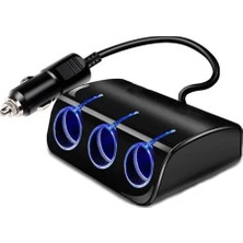 Keepro Oto Araç Çakmak Çoğaltıcı 3 Port Işıklı Dişi Çakmak Çoklayıcı 120W