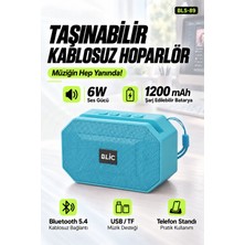Blic Bls-89 Bluetooth 5.4 Taşınabilir Hoparlör Mavi 6W Rms, Telefon Standlı, USB ve Tf Kart Destekli