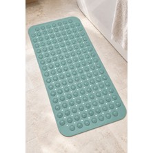 Renkliürün Dikdörtgen Yuvarlak Kabartma Silikon Kaydırmaz Taban Duşakabin ve Banyo Matı (Turkuaz)(70x40)