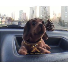 Trendexa Başını Sallayan Köpek Nostaljik Süet Araba Süsü, Hediyelik Araba Süsü Hareketli Araba Süsü Köpek