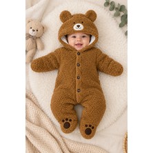 Beniizle 0-6 Ay Unisex Ayıcık Kapüşonlu Welsoft Bebek Tulum