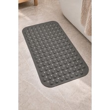 Renkliürün Dikdörtgen Delikli Kabartma Silikon Kaydırmaz Taban Duşakabin ve Banyo Matı (Gri)(66x36)