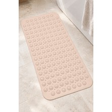 Renkliürün Dikdörtgen Yuvarlak Kabartma Silikon Kaydırmaz Taban Duşakabin ve Banyo Matı (Bej)(70x40)