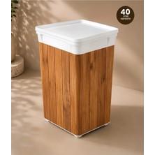 St. Morritz Trashbin Wood 40 L Plastik Beyaz Gövdeli Çöp Kovası