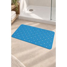 Renkliürün Dikdörtgen Kabartma Silikon Kaydırmaz Taban Duşakabin ve Banyo Matı (Mavi)(65x35)
