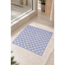 Renkliürün Kare Ayak Temizleme Matı Kabartma Silikon Kaydırmaz Taban Duşakabin ve Banyo Matı (Açık Mavi)(50x50)