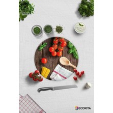 St. Morritz Ahşap ve Sebzeler | Cam Kesme Tahtası - Cam Kesme Tablası | Çap 32CM