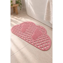 Renkliürün Ayak Temizleme Matı Kabartma Silikon Kaydırmaz Taban Duşakabin ve Banyo Matı (Pembe)(80x50cm)