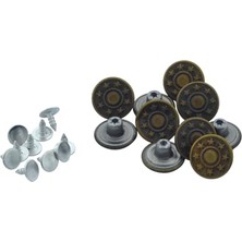 Trendexa Büyük Boy 10 Adet Kot Pantolon Düğmesi, Jean Düğmesi Antik Sarı (Bronz) 17 mm