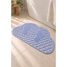 Renkliürün Ayak Temizleme Matı Kabartma Silikon Kaydırmaz Taban Duşakabin ve Banyo Matı (Açık Mavi)(80x50cm)