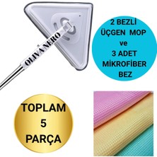 St. Morritz 2 Bezli Üçgen Mop Temizlik Seti – 145 cm Sap + 3 Adet Mikrofiber Bez Temizlik Bezi - 2’li Set