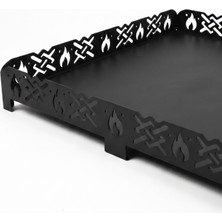 Döküm Soba Altlık Alev Desenli Lazer Kesim 75X75