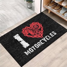 Trendexa I Love Motosiklet Modern Kapı Önü Paspası, Ev, Ofis ve Dış Mekân Kullanımı Için 45X65