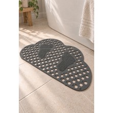 Renkliürün Ayak Temizleme Matı Kabartma Silikon Kaydırmaz Taban Duşakabin ve Banyo Matı (Gri)(80x50cm)