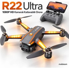 Mobixom R22 Ultra Katlanabilir Drone 1080P Hd Çift Kamera Fırçasız Motor Optik Akış Renkli LED Işıklı