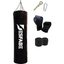 Trendexa Askı, Boxing Star 120X32 cm Zincirli Boks Kum Torbası Siyah+ Aparatı+Boks Eldiveni+El Bandajı
