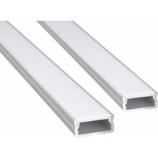 Trendexa 2'li Set LED Kanal Profil Alüminyum 13X6 mm 1 Metre Sıva Üstü Ince Kasa Opak Pleksi Difüzörlü Lineer LED Kanal
