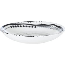 St. Morritz Black Chic Krem Siyah Klasik 25 cm Porselen Salata Kasesi Etnik Desenli