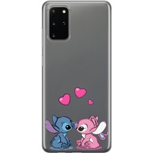 LOTUS GOLD Samsung Galaxy S20 Plus Uyumlu Stitch ve Angel Desenli Şeffaf Telefon Kılıfı