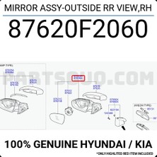 Viewmax Hyundai Elantra (2016 Yılında Çıkan Kasa) Sağ Dikiz Aynası Komple (Kör Nokta Uyarı Sıstemlı) Sinyalli Isıtmalı Otomatik Katlanır (10 Pın) (Oem NO:876201 Serisi 60)