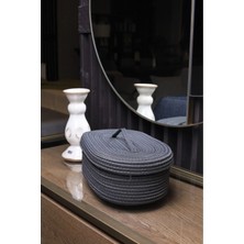 St. Morritz Jüt Hasır Sepet Oval Kapaklı Organizer 30X20X10