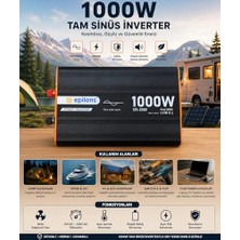 Trendexa 1000W Tam Sinüs Inverter; 12V Dc, 230V Ac, 2000W Peak Güç, USB Çıkışlı, Sessiz Fanlı, Karavan Tekne Solar Uyumlu