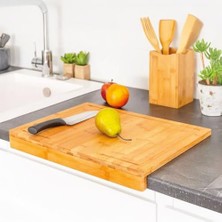 Trendexa Tezgah Üstü Bambu Kesme Tahtası, Kaymaz Kenarlı Kesme Tepsisi, 35 Cm*25 Cm, Dayanıklı ve Sağlam
