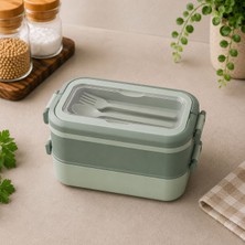 BK Ev ve Dizayn 3 Katlı Çatal Kaşıklı Beslenme ve Yemek Saklama Kabı