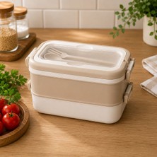 BK Ev ve Dizayn 3 Katlı Çatal Kaşıklı Beslenme ve Yemek Saklama Kabı