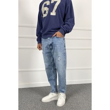 Alışveriş Sokağı Yırtıklı Mavi Denim Jean - Kot Pantolon