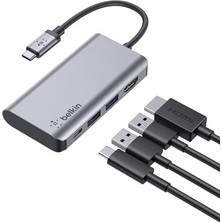 Trendexa USB C 4'ü 1 Arada Çoklu Bağlantı Adaptörü, 4K Hdmı, Usb-C 100W Pd Geçişli Şarj ve 2 x USB A Bağlantı Noktası