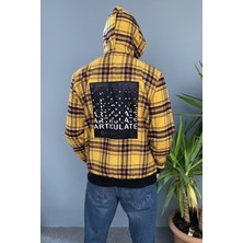 Alışveriş Sokağı Ekose Kapüşonlu Sweatshirt Kanguru Cepli Oversize
