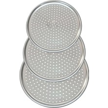 St. Morritz 3'lü Set Lüx Çelik Delikli Pizza Tepsisi 28-32-36 cm
