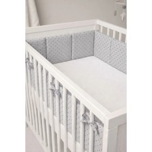 St. Morritz Beşik Kenar Koruyucu Tek Parça %100 Pamuk 60X120 cm 360 cm Koruyucu Puantiyeli Bebek Yan Koruma