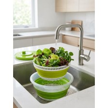Trendexa Katlanabilir Salata Kurutucu; Süzgeç ve Kase Seti, 3’ü 1 Arada 4.5 L Yeşil