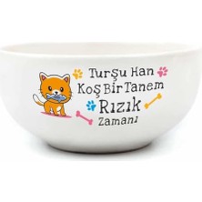 Trendexa Kase; Turşu Han Koş Bir Tanem Rızık Zamanı! Krem Seramik, Hediye Seramik Kase