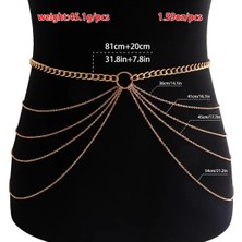 St. Morritz Cyra Gold Zincir Detaylı Bel Göbek Zinciri Vücut Aksesuarı Bikini Aksesuarı