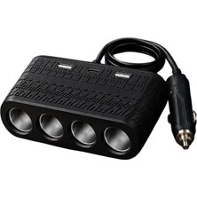 Keepro 4 Port Araç Çakmak Çoklayıcı 2 Usb+Type-C Şarj Girişli Çakmak Çoklayıcı