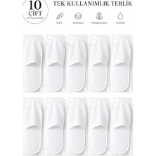 Trendexa Beyaz Tabansız Tela Tek Kullanımlık Otel ve Spa Terliği, 10 Çift